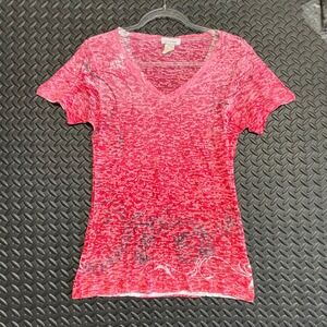 Vintage Chi Shee Pink‎ Paisley V Neck Shirt Made In USA Women's Size Small